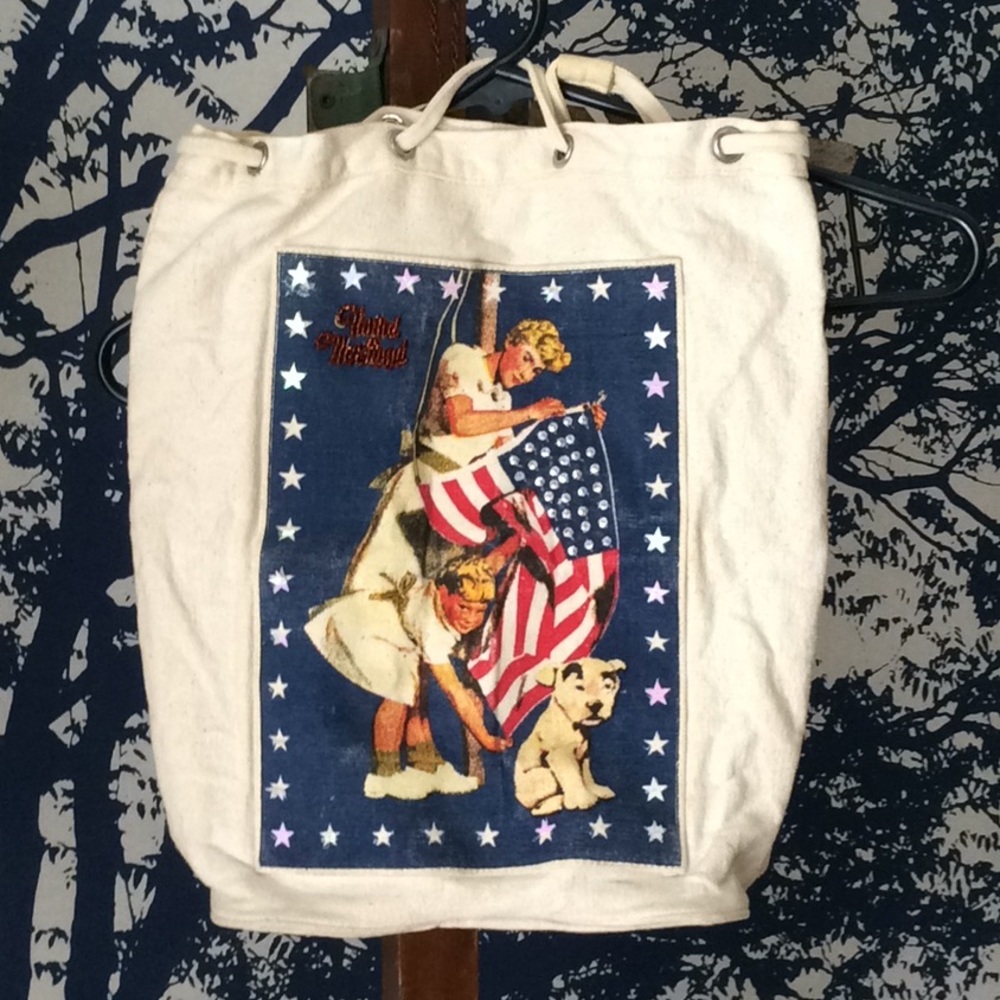 Beaded canvas bag